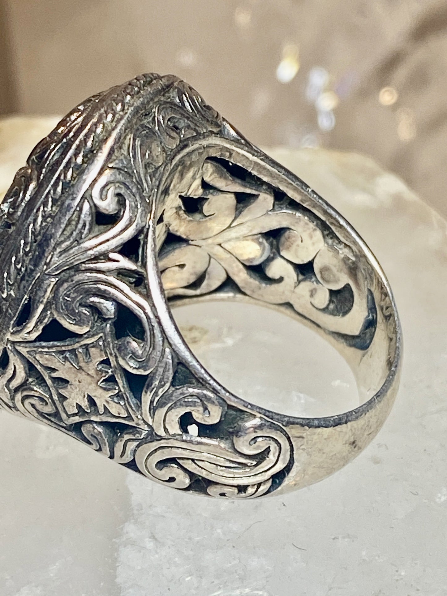 Floral ring size 5.50 geometric detailed ornate sterling silver pinky