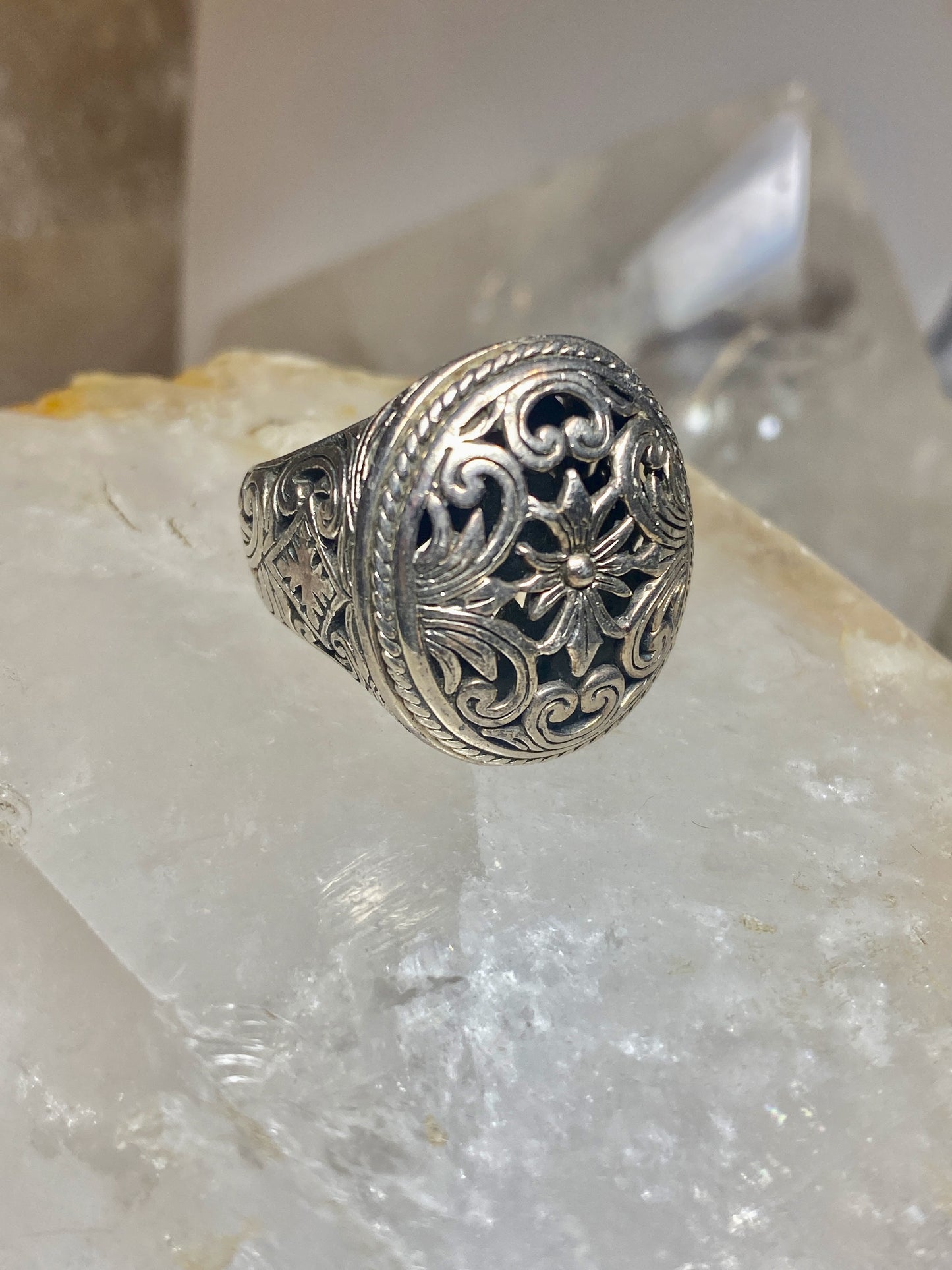 Floral ring size 5.50 geometric detailed ornate sterling silver pinky