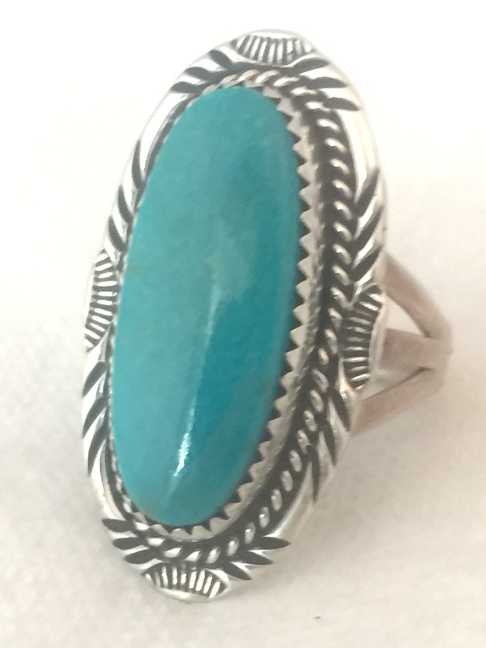 Navajo Turquoise Ring Vintage Native American Sterling Silver  Size 8.75