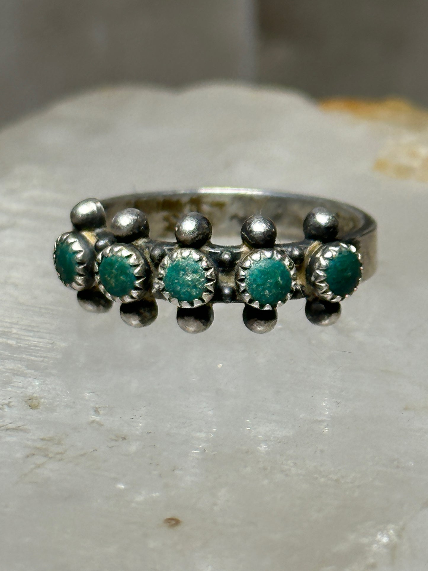 Zuni ring turquoise petite point band size 6 sterling silver women girls