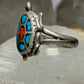 Navajo ring turtle turquoise coral band size 10.75 sterling silver women men