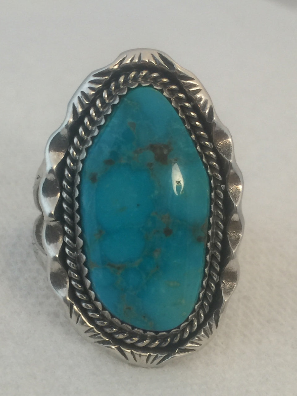 Vintage Native American Navajo Turquoise Ring Size 9.75 9.2g