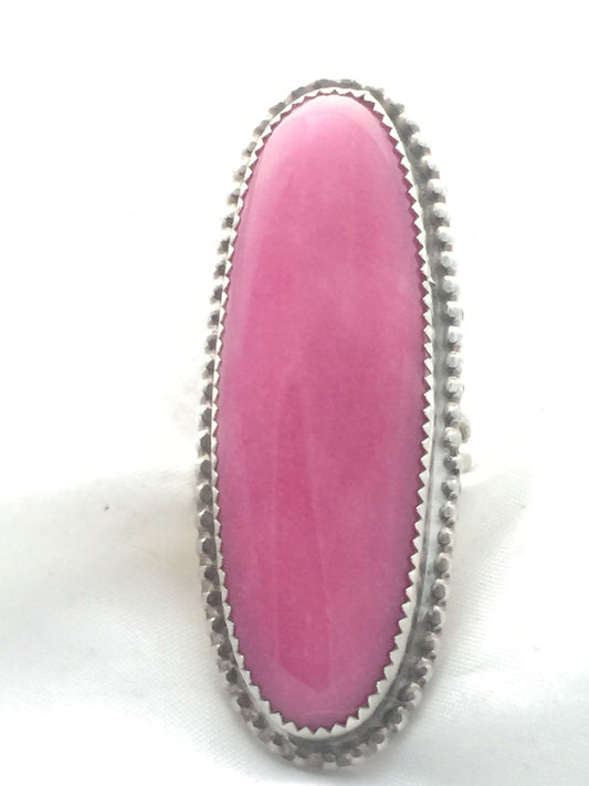 Navajo Ring Vintage Sterling Silver Sign W Dusty Rose Stone Size 11