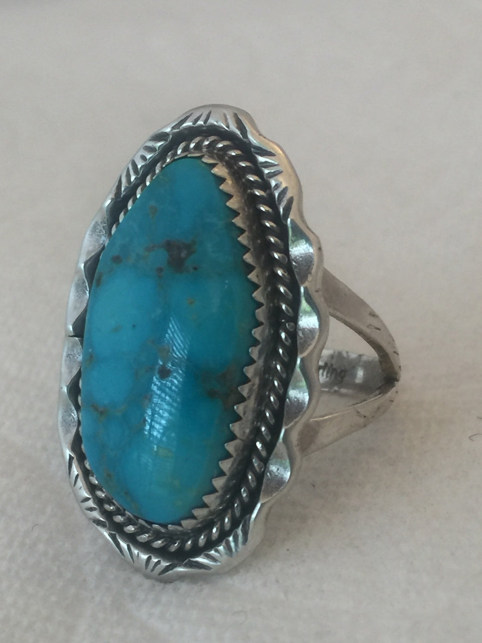 Vintage Native American Navajo Turquoise Ring Size 9.75 9.2g