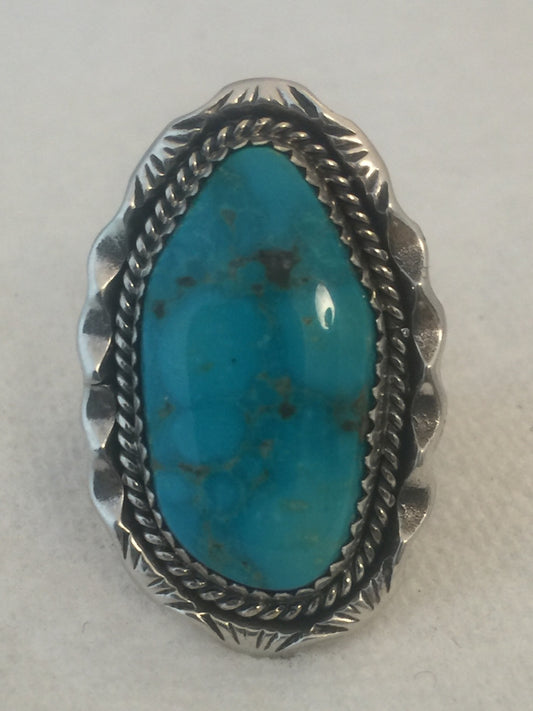 Vintage Native American Navajo Turquoise Ring Size 9.75 9.2g