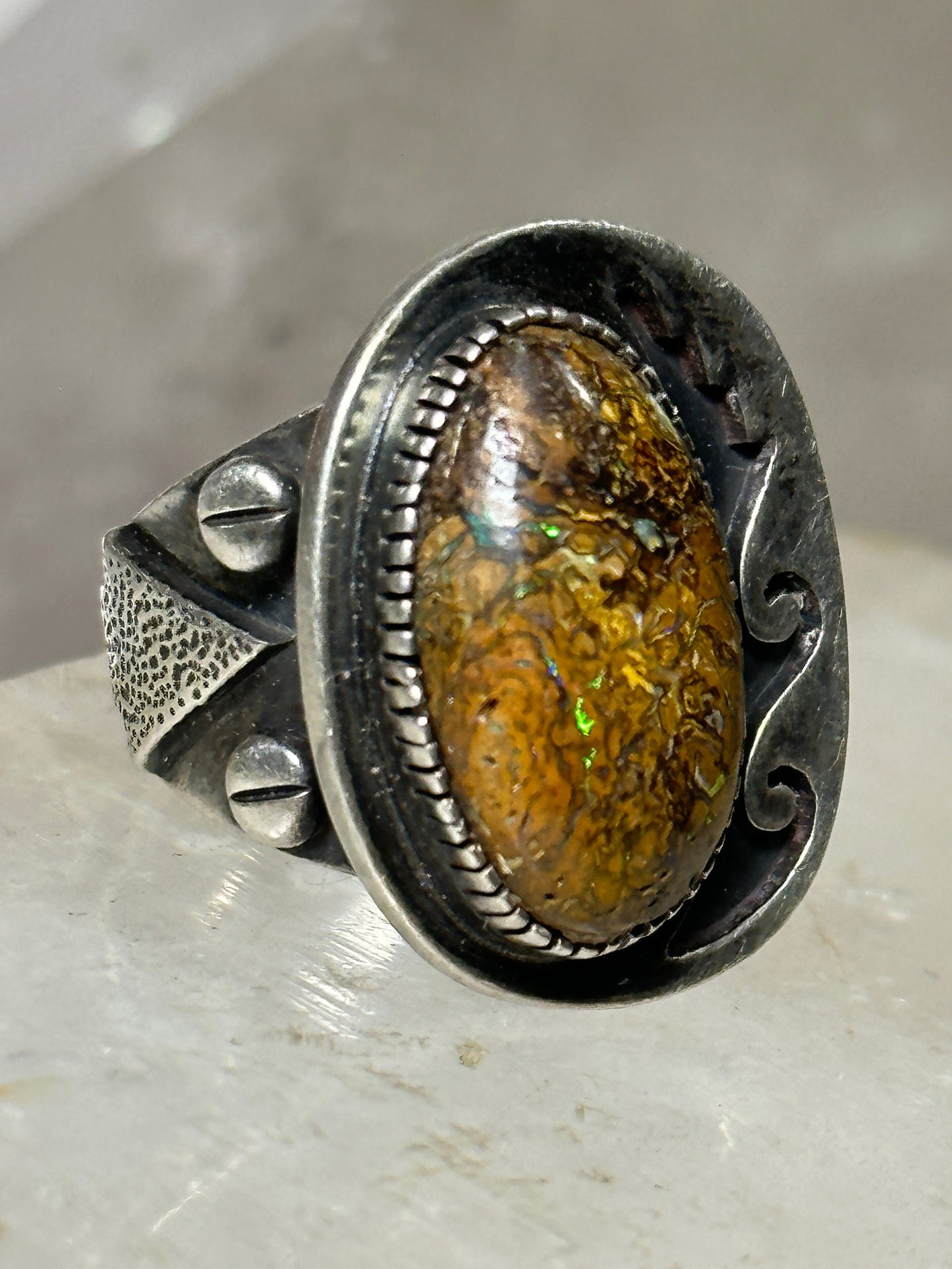 Boulder Opal Navajo ring size 5.25 sterling silver women