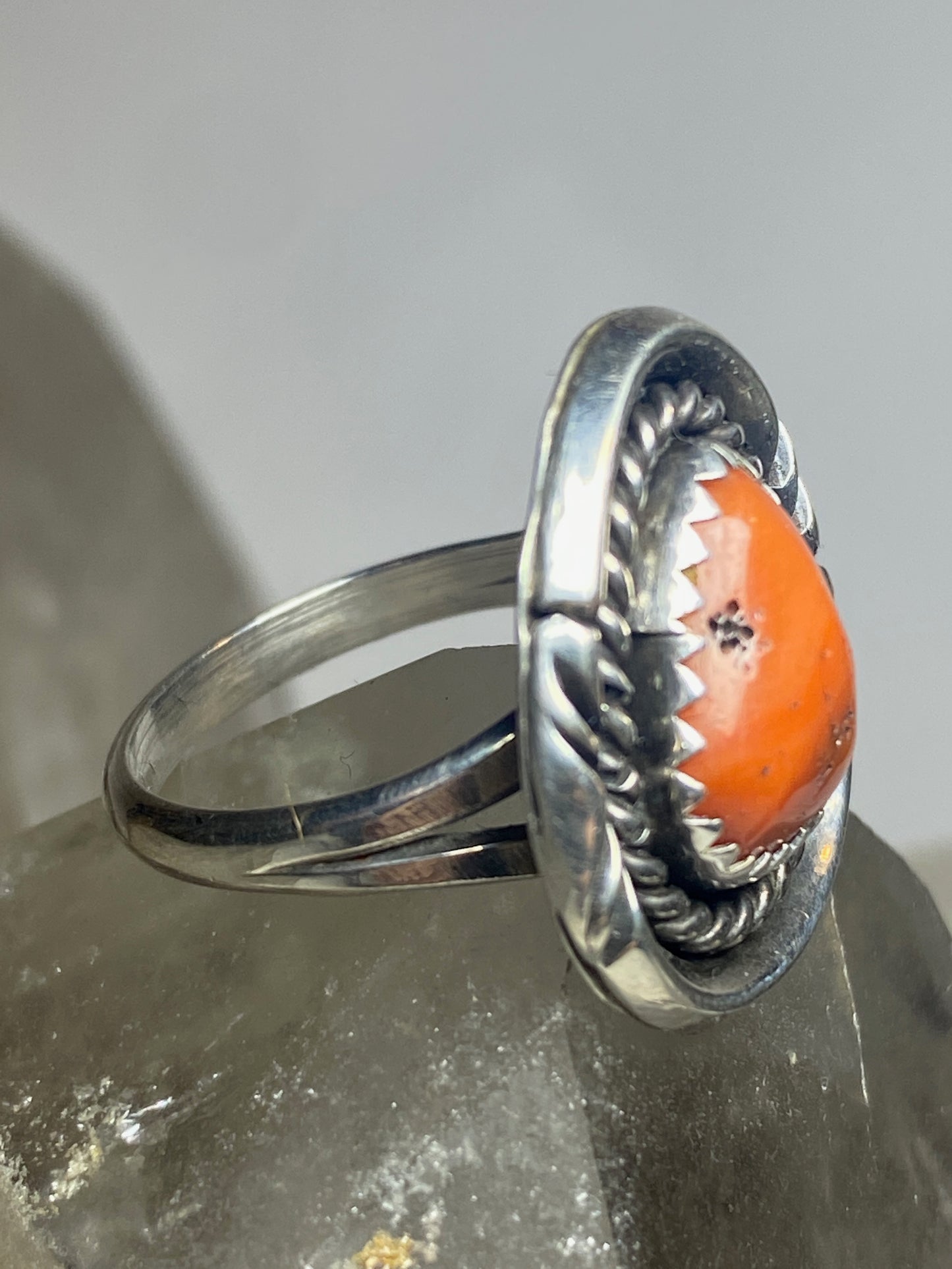 Coral ring size 6.75 Navajo  sterling silver women girls