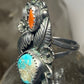 Coral ring turquoise size 6.50 Navajo  sterling silver women girls