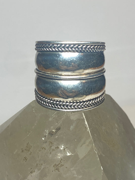 Cigar band size 7.50 ring rope design sterling silver women girls