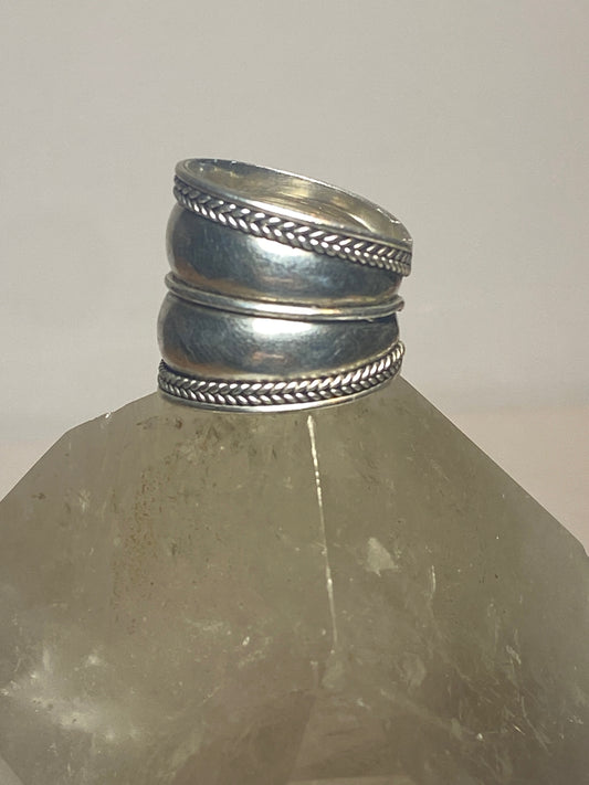 Cigar band size 7.50 ring rope design sterling silver women girls