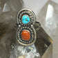 Turquoise ring coral size 7.50 Navajo  sterling silver women