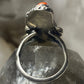 Turquoise ring coral size 5 Navajo feathers sterling silver women