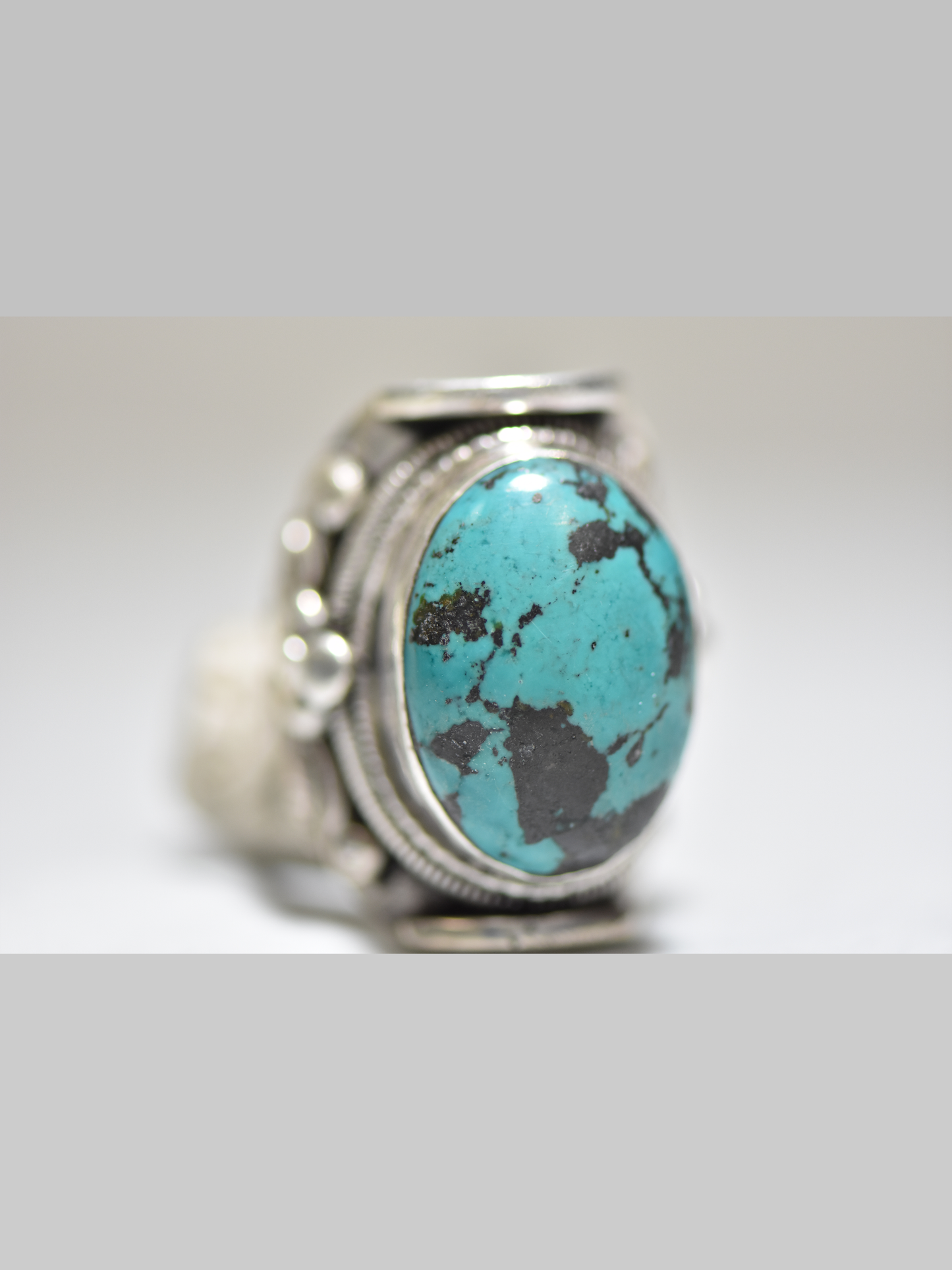 Turquoise ring  knuckle cigar band sterling silver women  men  Size  8.75