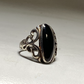Onyx ring long floral women sterling silver