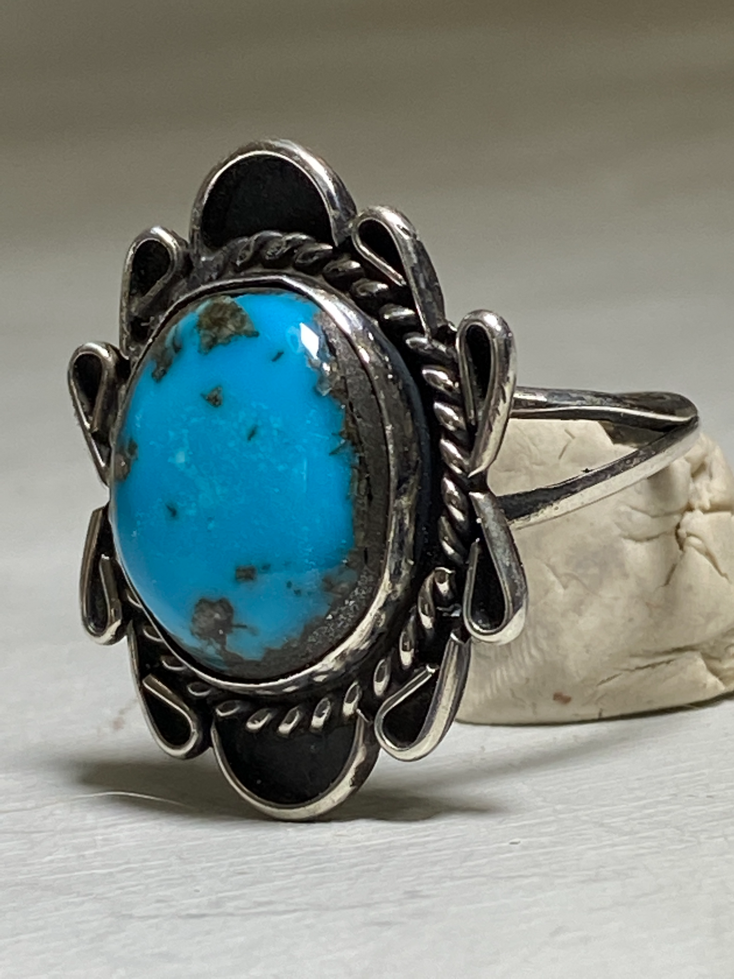 Turquoise ring Navajo women sterling silver