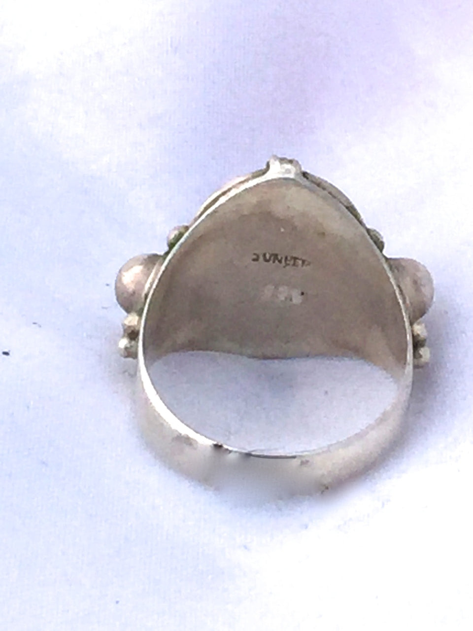 Vintage Sterling Silver Malachite Ring   Size  7    6.6g