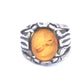 Vintage Sterling Silver Amber Ring  Handmade  Size 6     6.1g