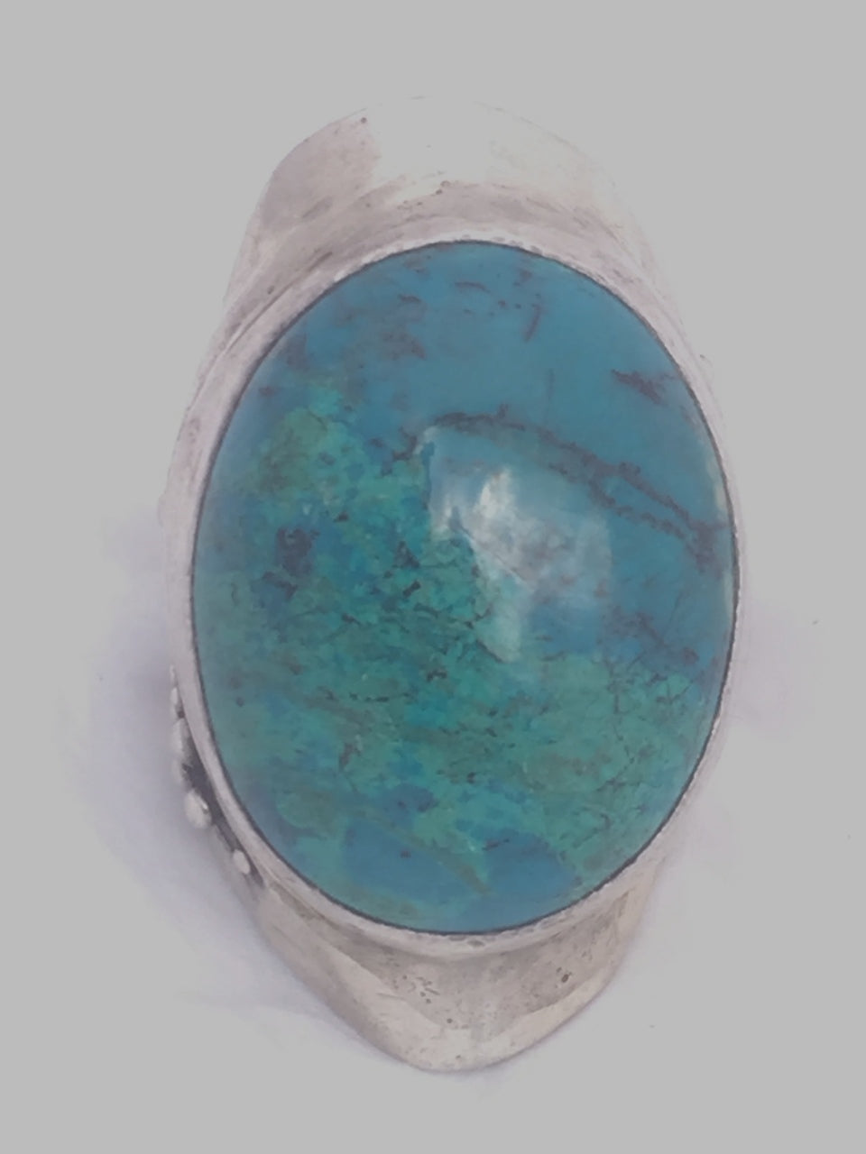 Vintage Sterling Silver Turquoise Tribal Ring   Size 7.25 Weight 38.8g