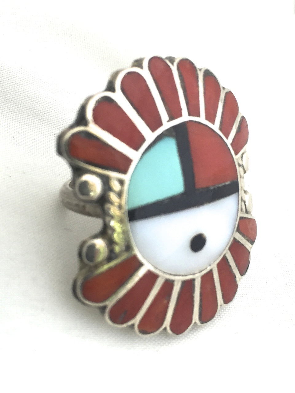 Vintage Sterling Silver Southwest Tribal Ring  Sun Face Chief  Size 5.75 10.3g