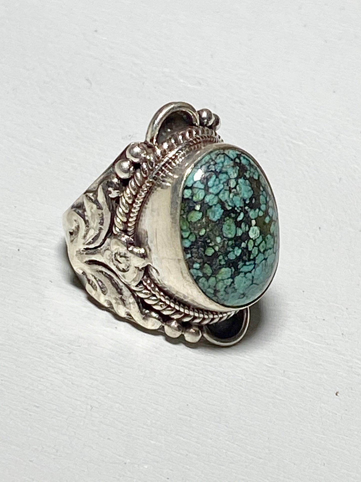 Turquoise ring  men women cigar band sterling silver