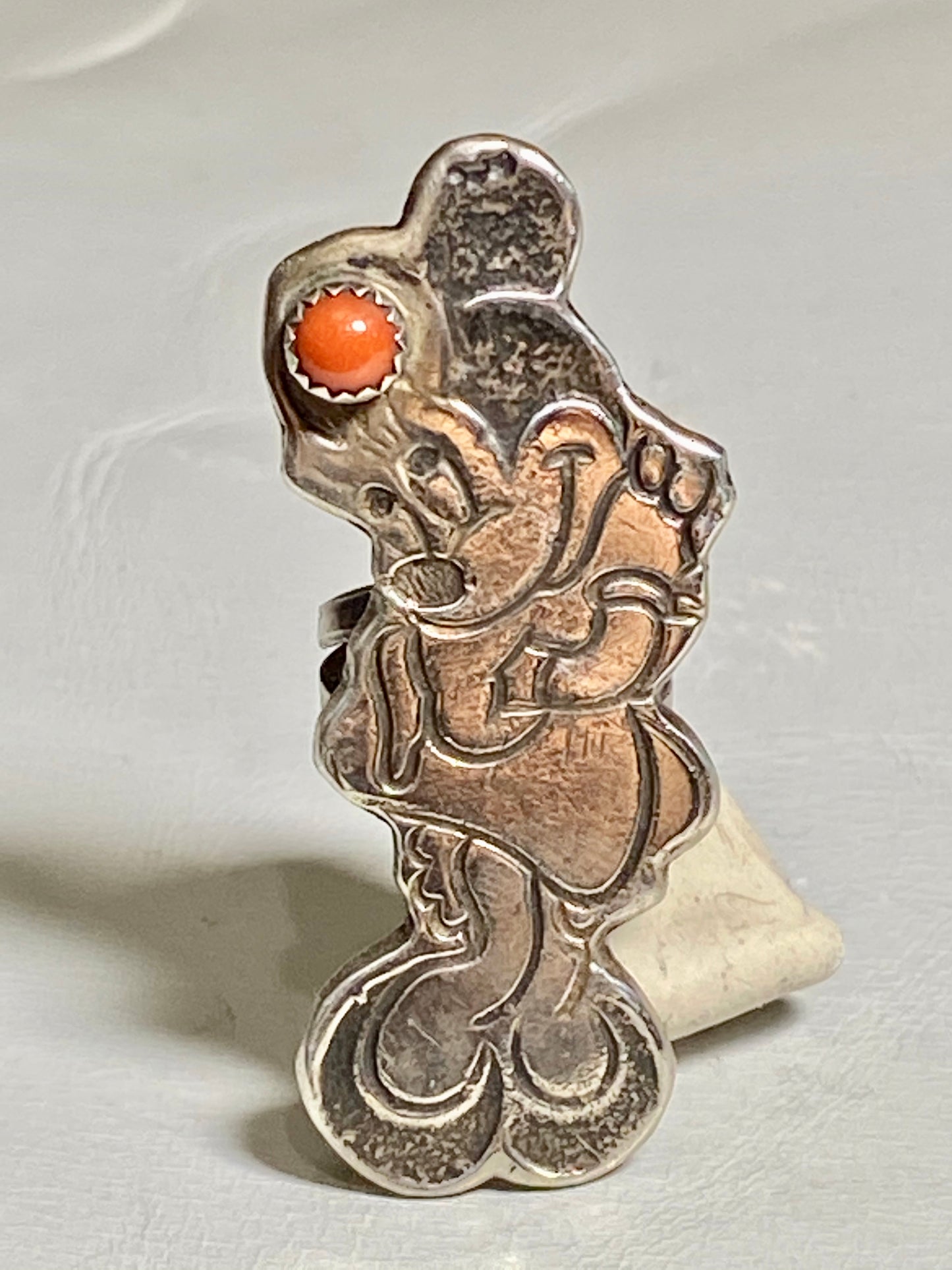 Minnie Mouse ring southwest coral sterling silver band
