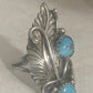 Vintage Sterling Silver Native American Navajo Turquoise Feather Ring  Size 6   4.4g