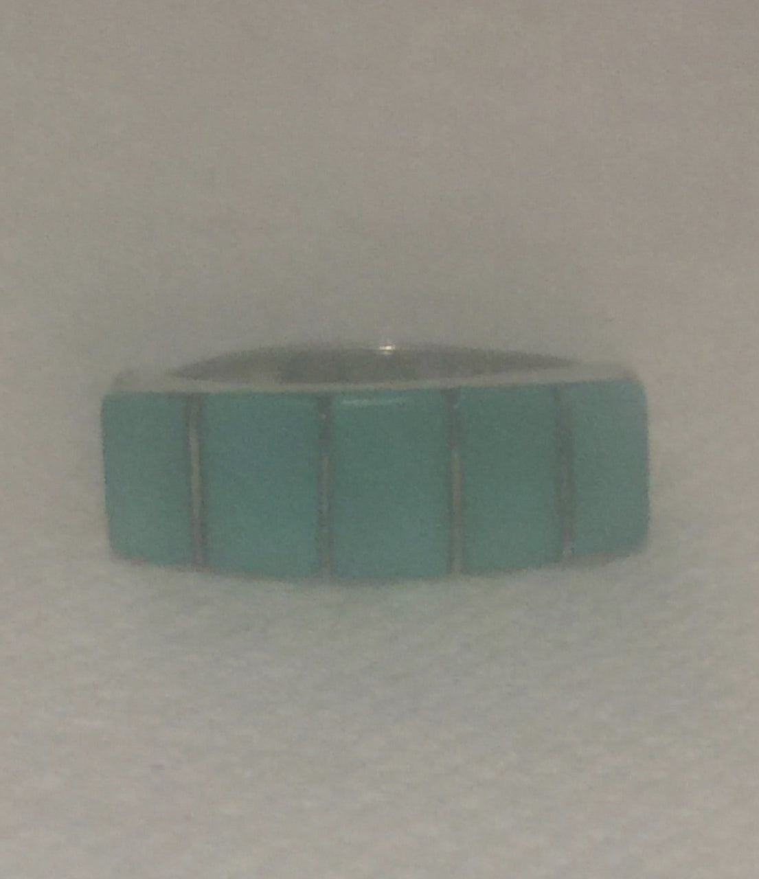 Turquoise Ring Band Vintage Sterling Silver Southwest Tribal Size 5.5