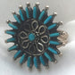 Vintage Sterling Silver Native American Zuni  Turquoise Ring  Petite Pointe   Signed  A A   Size 8   7.2g
