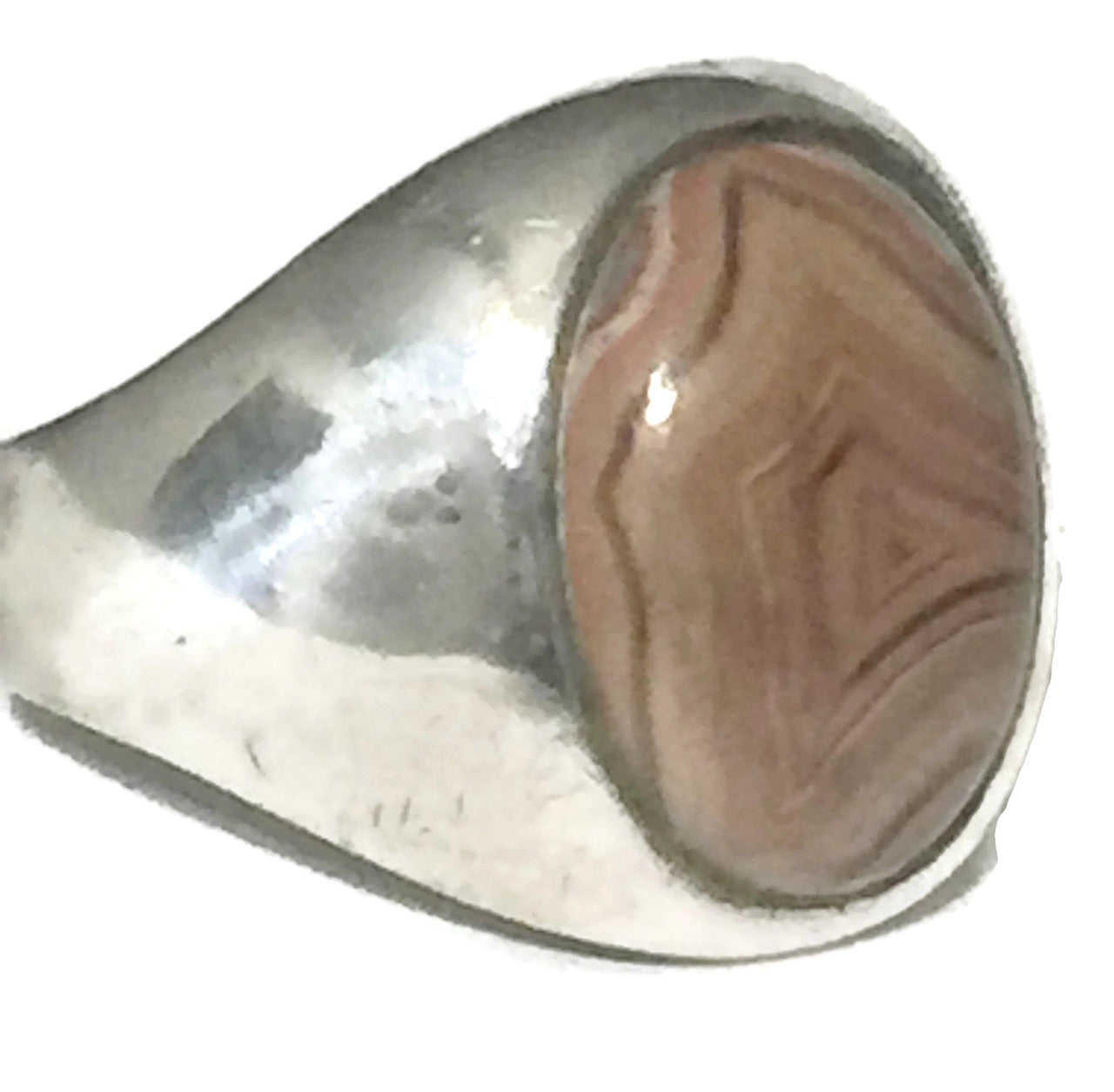Vintage Agate Ring Sterling Silver Size 10.25