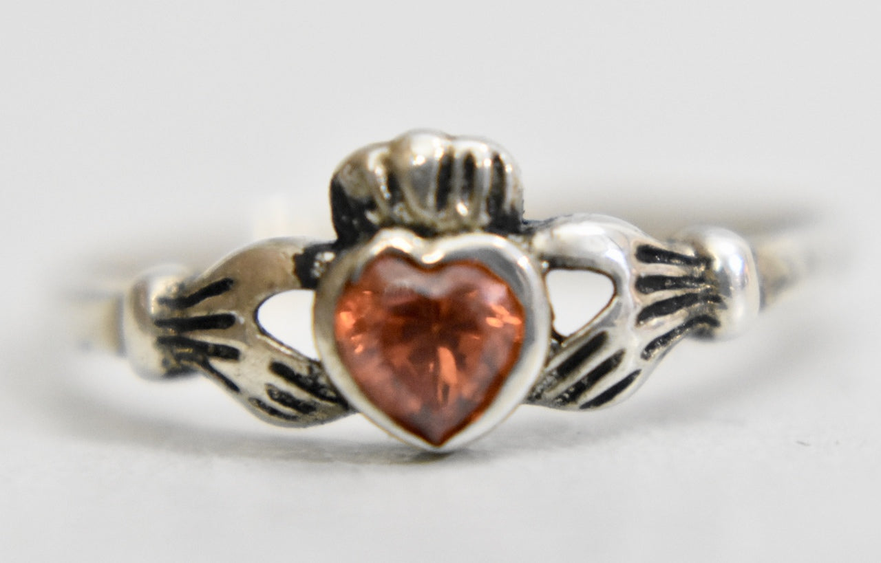 Claddagh ring sterling silver red St Patrick's Day girls  love Size 6.25, 7.50, 10