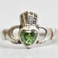 Claddagh ring size 6 vintage light green crystal sterling silver friendship band love