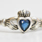 Claddagh ring sapphire colored crystal St Patrick's Day gift girls women friendship band love Size 5.75