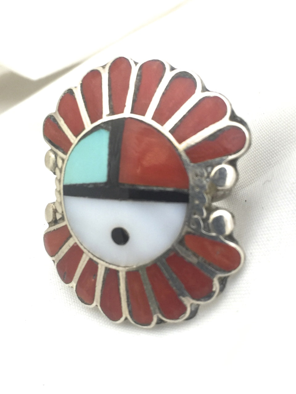 Vintage Sterling Silver Southwest Tribal Ring  Sun Face Chief  Size 5.75 10.3g