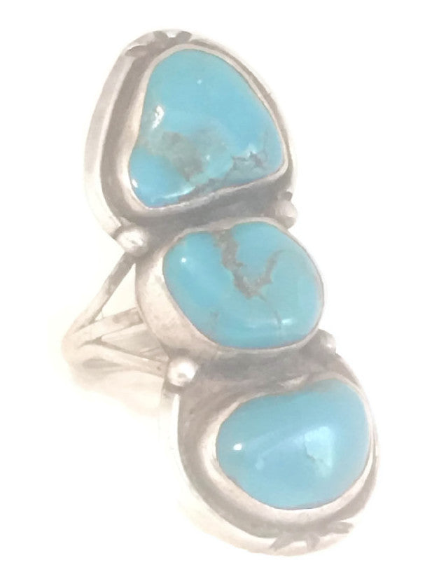 Navajo Turquoise Ring  Vintage Sterling Silver  Size 7