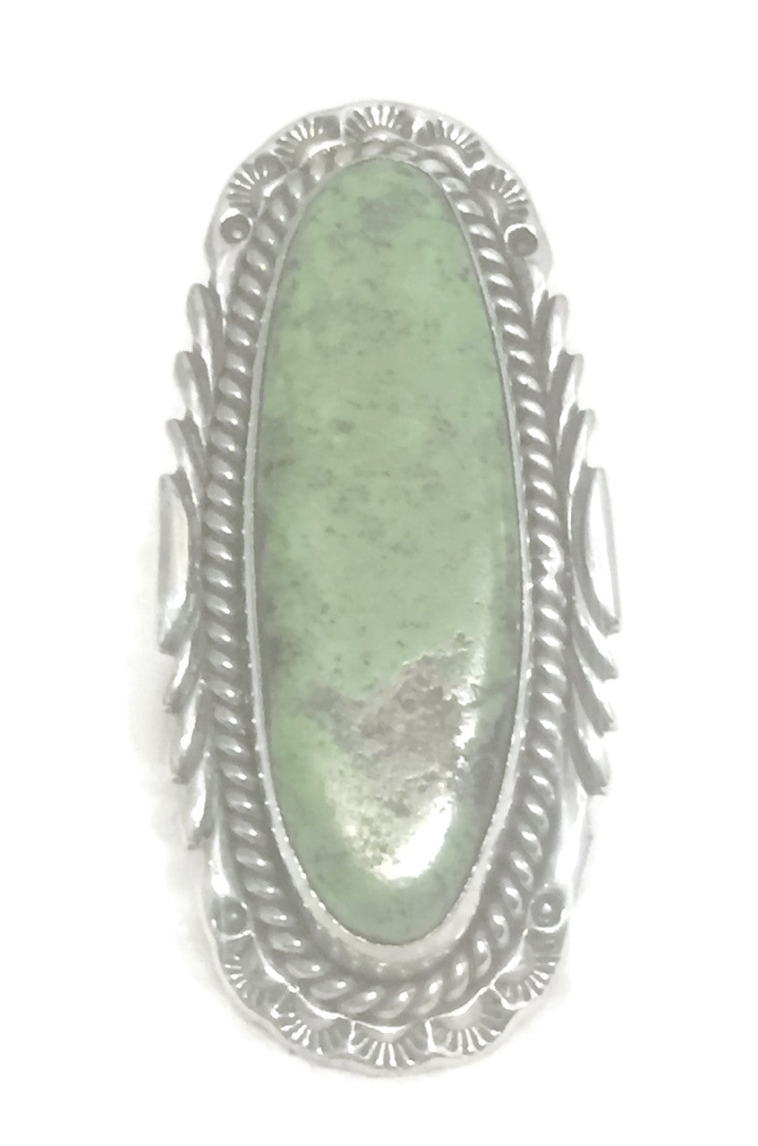 Vintage Sterling Silver Navajo Green Turquoise Ring   Size 7.5