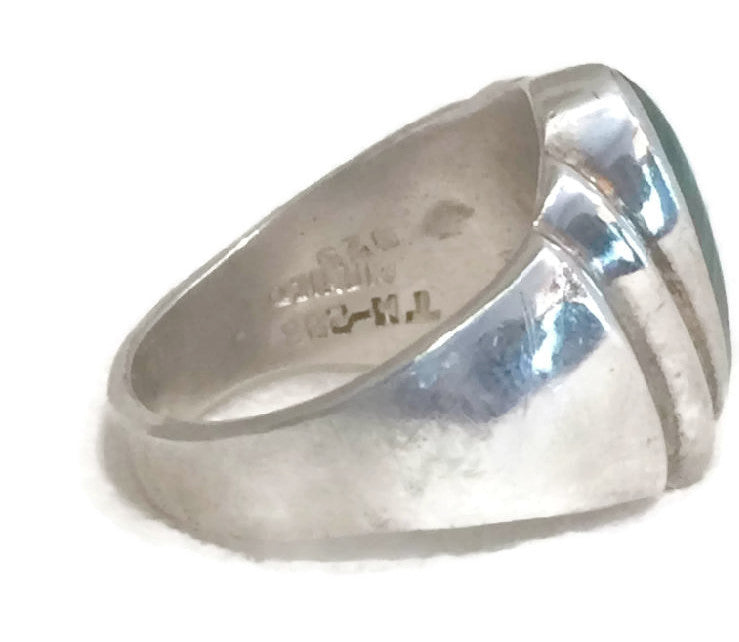 Malachite Ring Southwest Band Sterling Silver Size 9.75