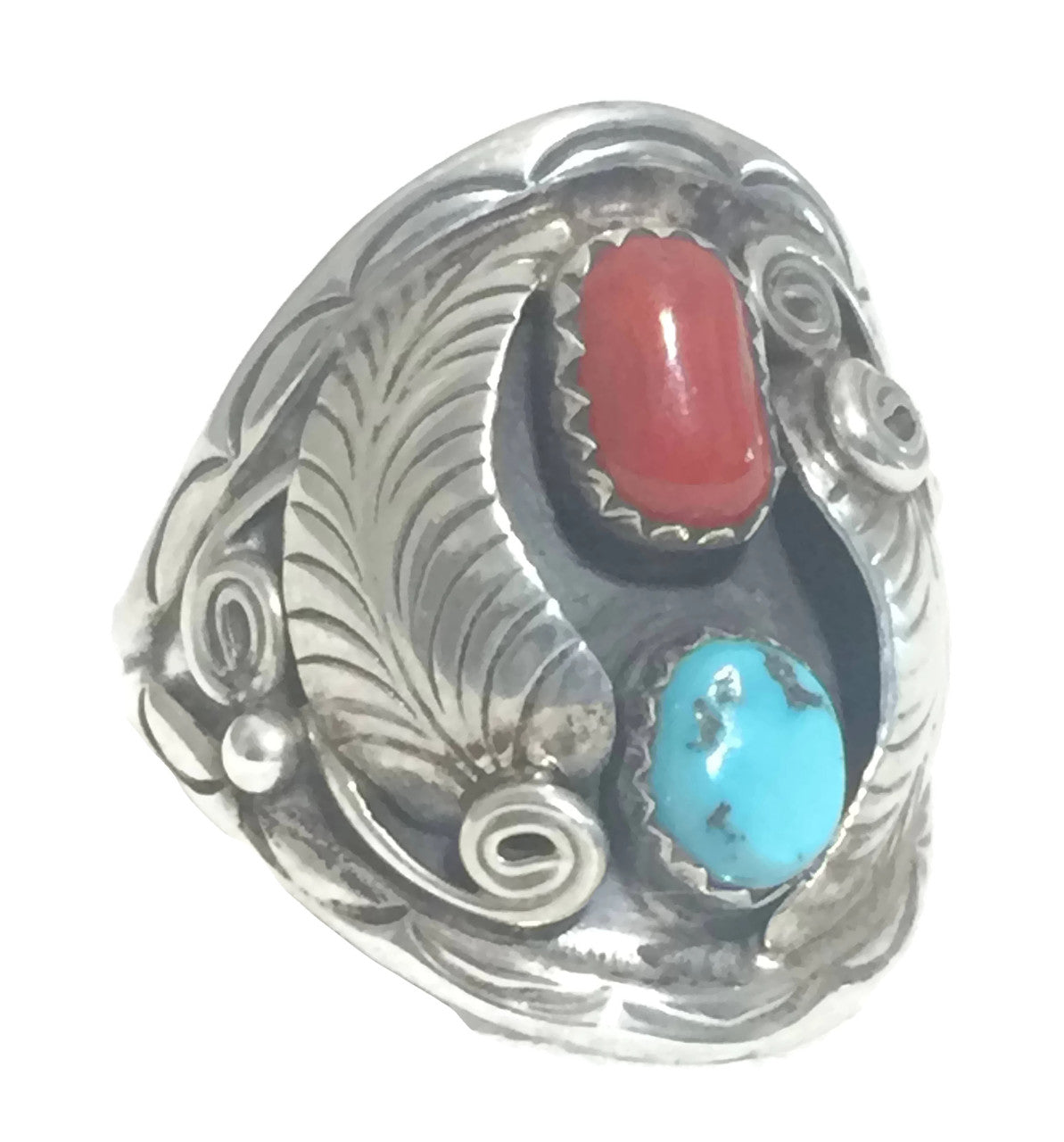 Navajo Ring Turquoise Sterling Silver Size 11.50