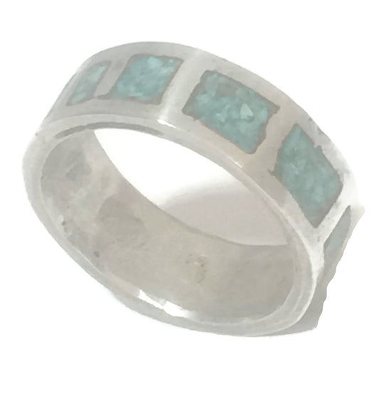 Turquoise Band Southwest Wedding Sterling Silver Size 7