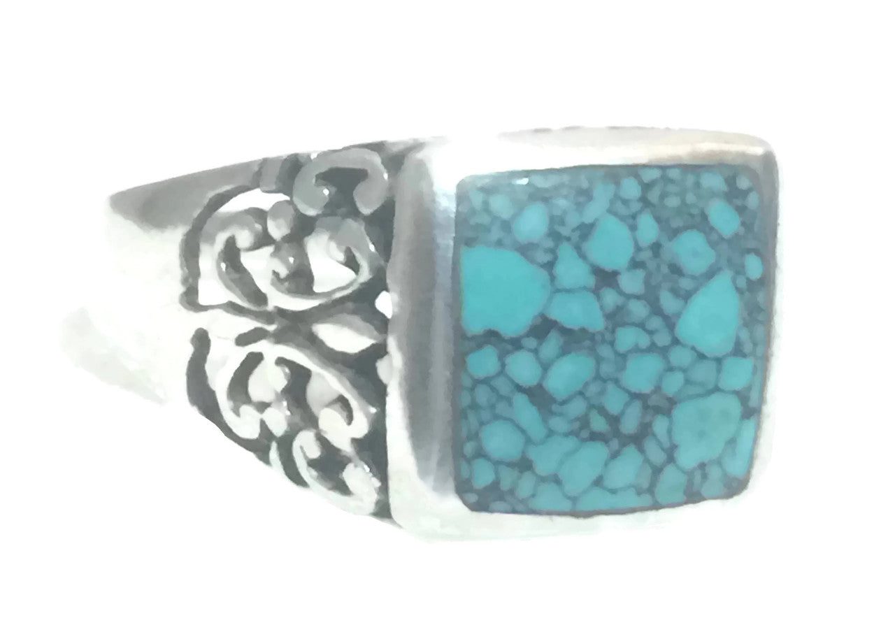 Turquoise Ring Sterling Silver Women Size 11.5