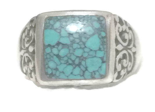 Turquoise Ring Sterling Silver Women Size 11.5