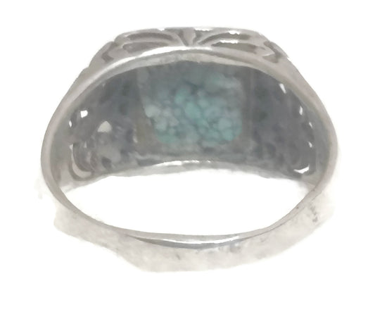 Turquoise Ring Sterling Silver Women Size 11.5