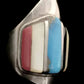 Gothic Turquoise Ring Onyx Coral Sterling Silver Size 12