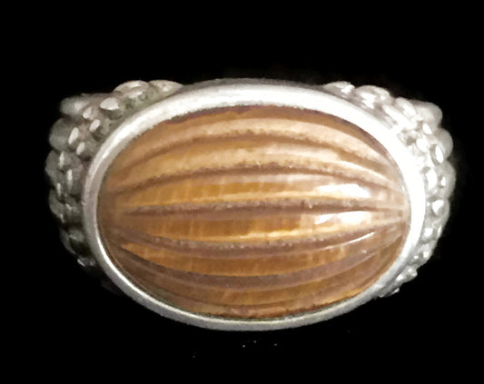 Tiger Eye Ring Southwest Sterling Silver Size 5.75
