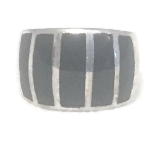 Onyx Band Southwest Ring Sterling Silver Size 6.25
