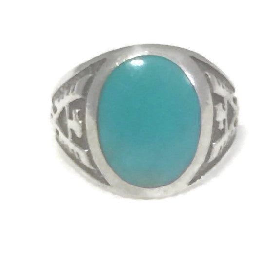Navajo Ring Phoenix Turquoise Sterling Silver Size 10.7