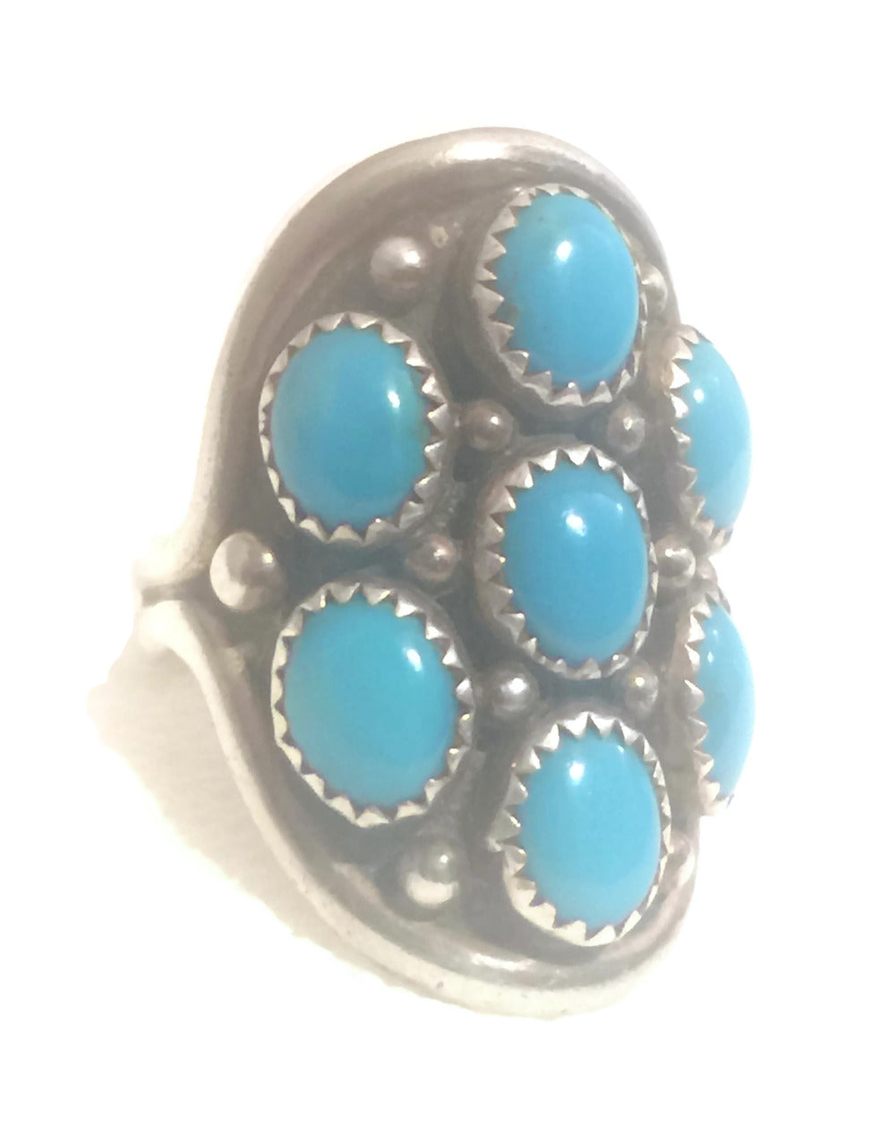Zuni Ring Turquoise Sterling Silver Size 8.25