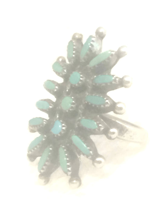 Zuni Ring Turquoise Petite Point Size 4.75