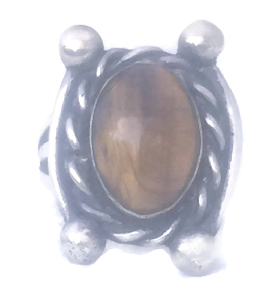 Tiger Eye Ring Southwest Sterling Silver Mexico Size 10