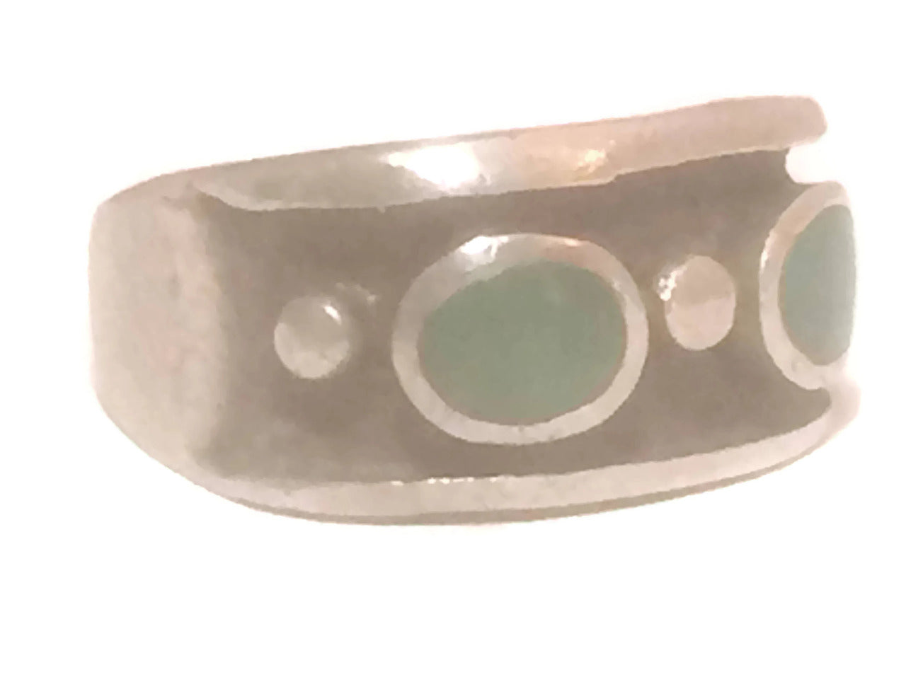 Turquoise Band Southwest Sterling Silver Ring Size 8