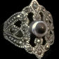 Vintage Onyx Ring Marcasite Sterling Silver Size 5